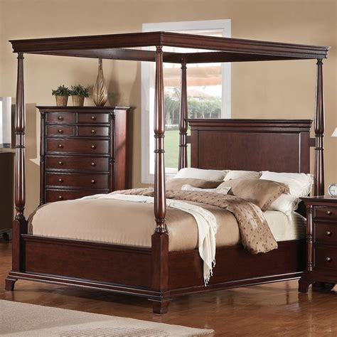 Canopy 4 poster bed in mahogany,matt black with silver features, ref rj360 Ridgecrest Wood Canopy Bed in Cherry by Winners Only ...