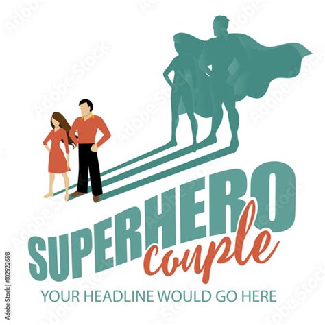 Superhero Couple Design Template Eps 10 Vector Stock Image And