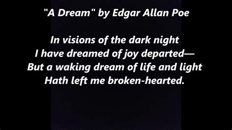 A Dream By Edgar Allan Poe Poem Song Poetry Text Words Lyrics Sing
