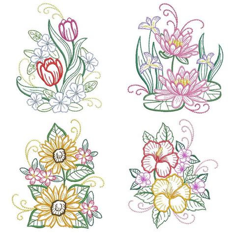 Vintage Florals 2 Set 10 Designs 3 Sizes Products Swak Embroidery