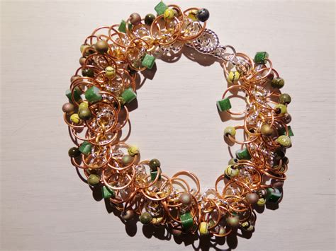 shaggy-loop-bracelet-in-earth-tones-by-dreamscape-metals-earth-tones,-christmas-wreaths