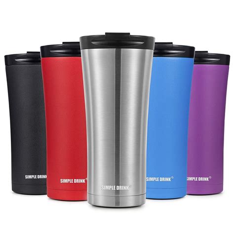 simple drink classic insulated travel coffee mug 16 oz stainless steel tumbler thermos cup