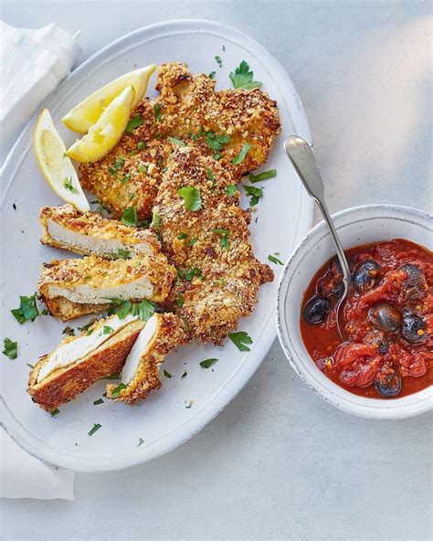 They're humanely raised and cage free, with. Lemon and garlic chicken schnitzels with quick puttanesca ...