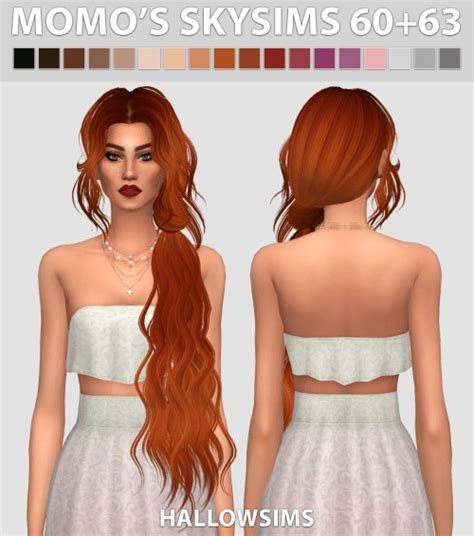 Sims 4 Hairs ~ Hallow Sims Momos Skysims 6063 Hair Retextured