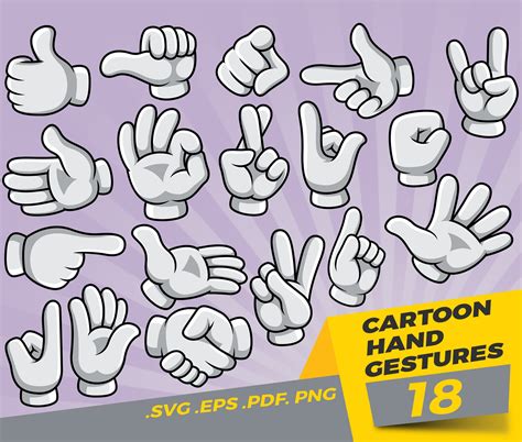 Gestos De Manos De Dibujos Animados Svg Manos Gestos Svg Etsy 366 | The