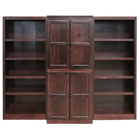 Concepts In Wood 15 Shelf Bookcase Wall With Doors 72 Inch Tall