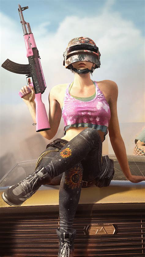 Pubg Girl With Gun Helmet Cute Mobile Wallpapers Mobile Wallpaper