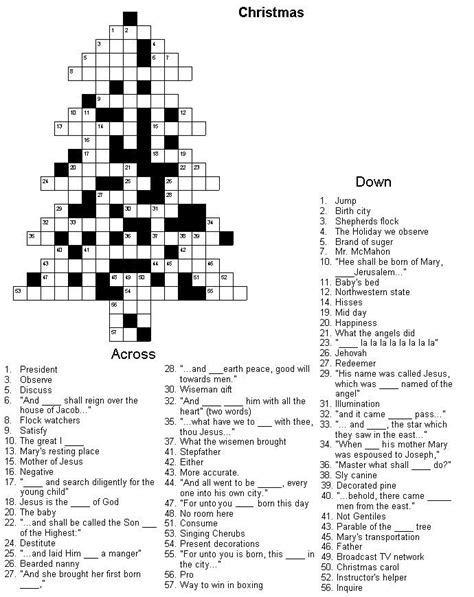 Christmas Tree Crossword Puzzle Christmas Puzzle Christmas Crossword