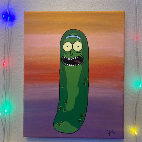 Pickle Rick From Rick And Morty Acrylic Painting On Canvas Etsy