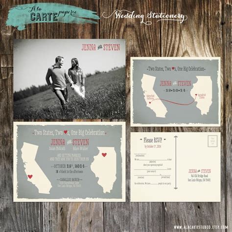 Two States Two Hearts One Big Celebration Wedding Invitation And