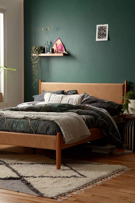 Huxley Recycled Leather Bed In 2020 Green Bedroom Walls Bedroom