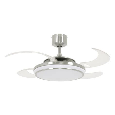 ✅ geometric design glass ceiling fan. Fanaway Evo1 Brushed Chrome Retractable 4-blade 48 in. LED ...