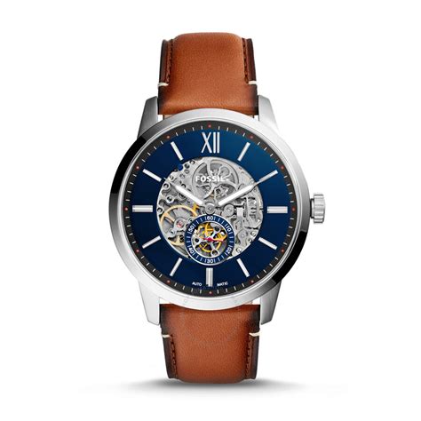 Fossil Townsman Automatic Skeleton Blue Dial Mens Watch Me3154 Fadovn