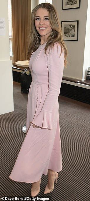 Elizabeth Hurley 53 Nails Feminine Chic In Pink Dress At Turn The
