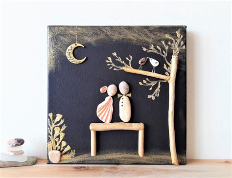 Pebble Art Love Couple Gold & Black Picture Cute Husband / | Etsy | Wedding gifts for parents ...