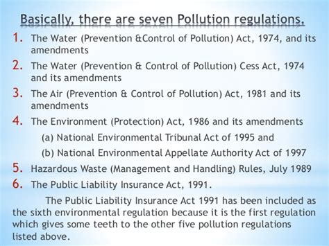 The environmental quality act 1974 must be reviewed in 2020 in order to punish environmental offenders accordingly, said alliance of safety community chairman tan sri lee lam thye. Pollution control acts and regulations of India