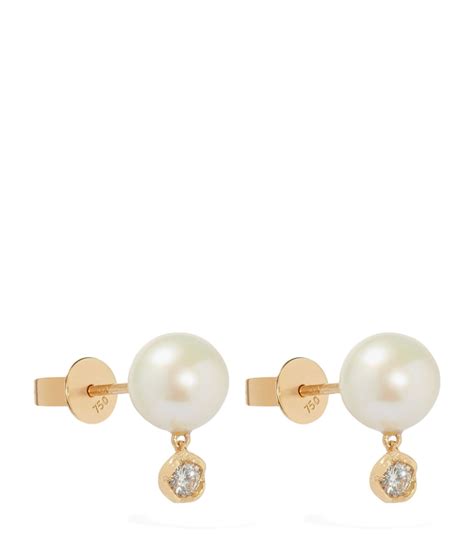 Annoushka Yellow Gold Diamond And Pearl Earrings Harrods US
