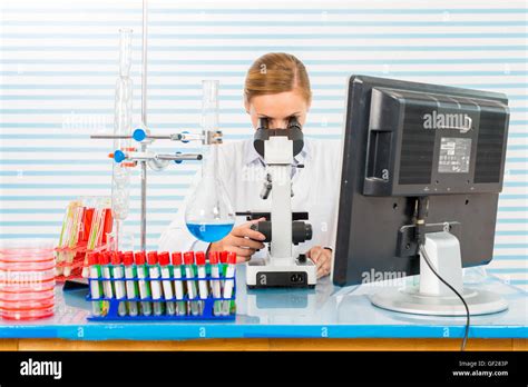 Young Scientist Works In Modern Biological Lab Stock Photo Alamy