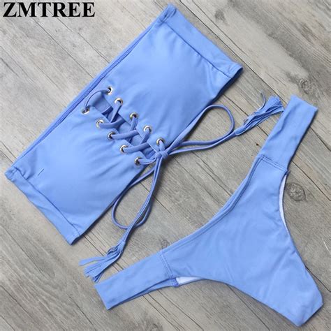 Buy Zmtree Bandage Bikini Set Lace Up Top Swimsuit