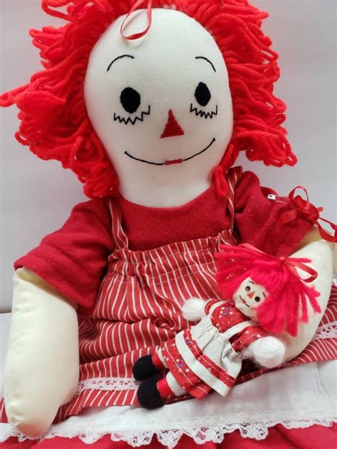Vintage Christmas Raggedy Ann Doll Holding A Raggedy Ann Baby Etsy