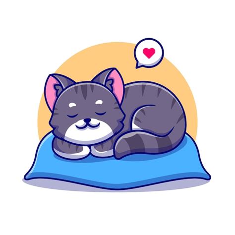 Free Vector Cute Cat Sleeping On Pillow Cartoon Icon Illustration