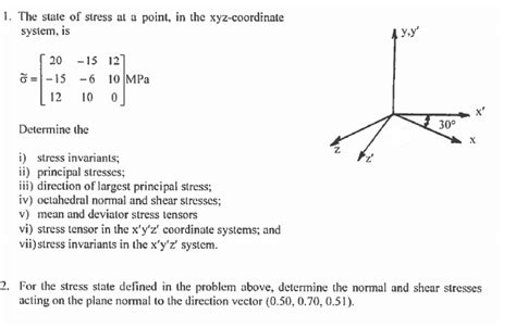 Solved 1 The State Of Stress At A Point In The