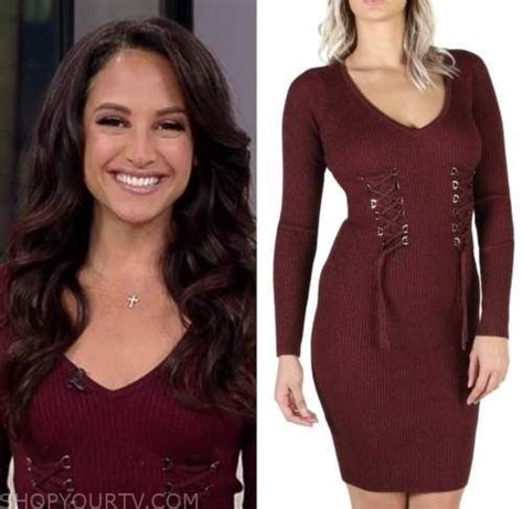 Outnumbered November 2022 Emily Compagnos Burgundy Lace Up Knit Dress