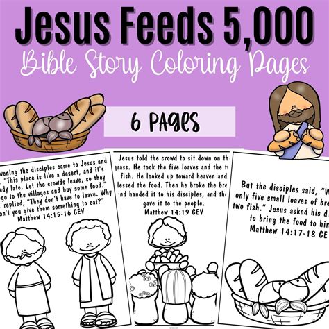 Jesus Feeds The 5000 Coloring Pages
