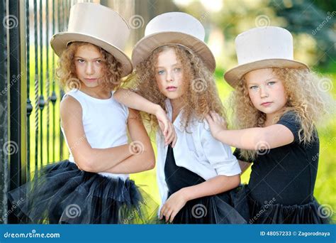 Portrait Of A Three Beautiful Fashion Girls Stock Image Image Of