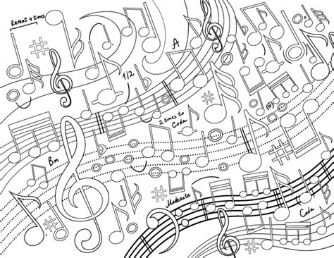 Music Swirl Adult Coloring Page