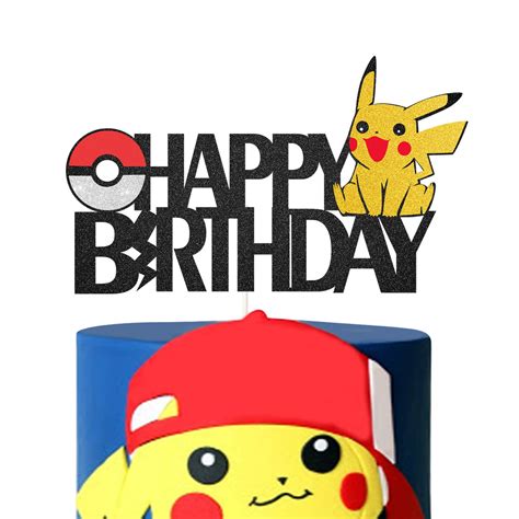 Buy Pikachu Happy Birthday Cake Topper Pokemon Theme Baby Shower Kids