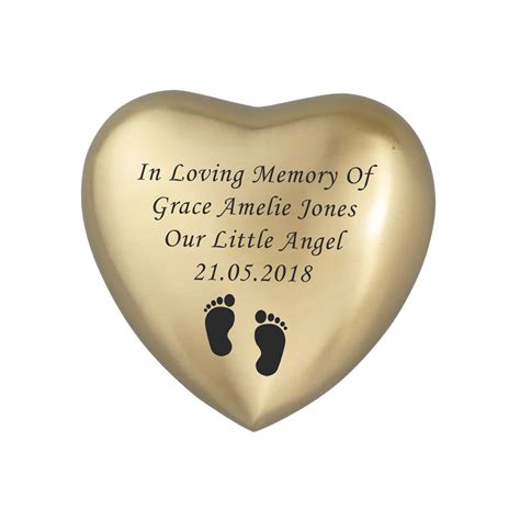 In Loving Memory Baby Personalised Gold Heart Brass Keepsake Urn Love