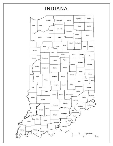 Printable Indiana County Map Labeled Indiana Map Prin
