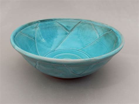 Turquoise Ceramic Bowl Handmade Pottery Terracotta Decorative Etsy