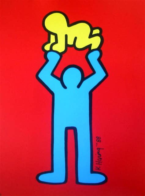 Keith Haring Senza Titolo 1988 Bambino Giallo Su Fondo Rosso