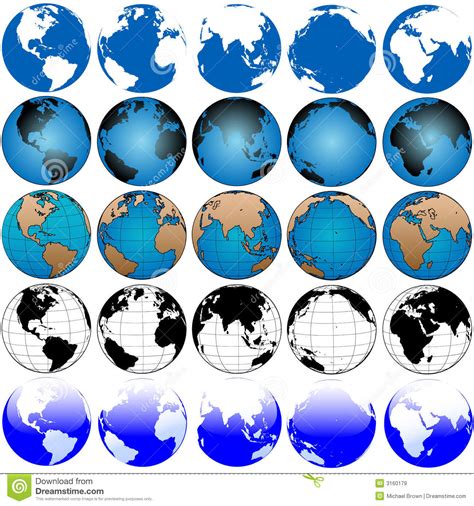 Global Earth Map Set 5x5 Royalty Free Stock Images Image 3160179
