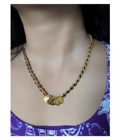 Womens Mangalsutra 20 Inches Length Gold Plated 5 Lakshmi Coin Pendent