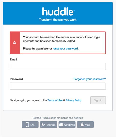 Account Locked Out After Too Many Login Attempts Ideagen Huddle Help