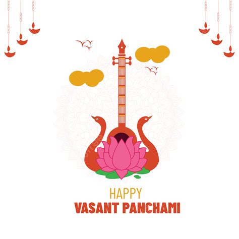 Happy Vasant Panchami Background Vector Illustration Happy Vasant Panchami Saraswati Devi