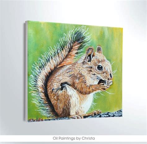 Squirrel Painting Oil Painting 6x6in By Oilpaintingschrista
