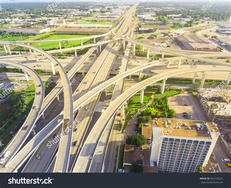 Aerial Massive Highway Intersection Stack Interchange Stock Photo