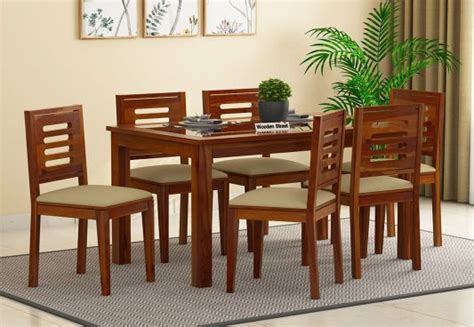 (teak finish, burnt orange) ₹63,893 ₹63,713. Janet 6 Seater Dining Set with Glass Top (Honey Finish) | 6 seater dining table, Buy dining ...