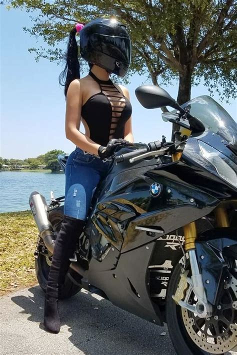 Super Hot Biker Girl In A Cool Black Motorcycle Helmet Biker Girl Motorbike Girl Motorcycle