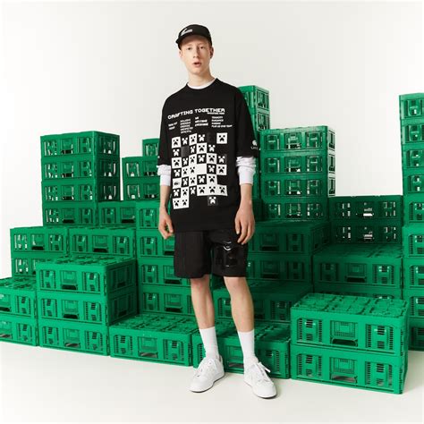 Mens Lacoste Lve Collab Minecraft Loose Fit Organic Cotton T Shirt