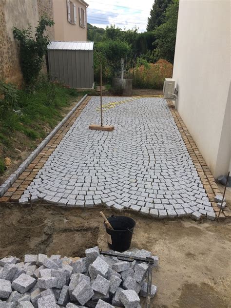 Pose De Pavés En Granit Du Portugal Pavés Exterieur Pavage De