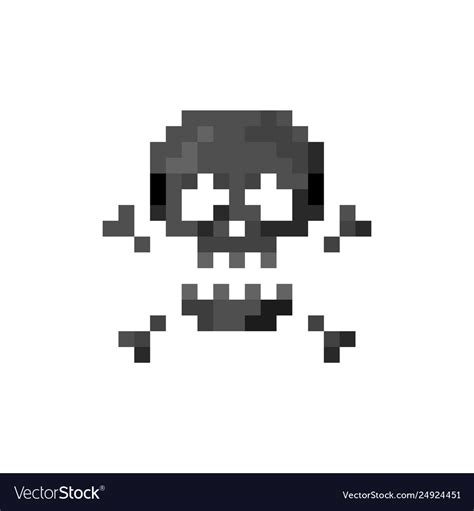 Pixel Art Sign Skull With Crossbones Isolated Vector Image