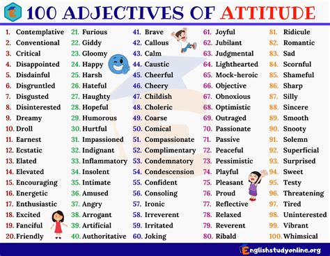 Adjectives Of Attitude List Of Popular Adjectives About Attitude English Study Online