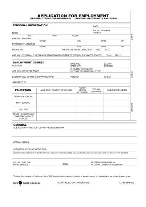 Tops Form 3285 89 B ≡ Fill Out Printable Pdf Forms Online