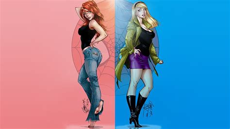 May Jane And Gwen Stacy Gwen Stacy J Scott Campbell Mary Jane