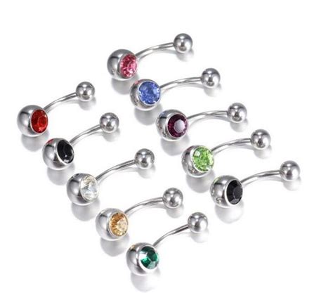 2019 New 316l Surgical Steel Navel Rings Crystal Rhinestone Belly Button Navel Bar Ring Body